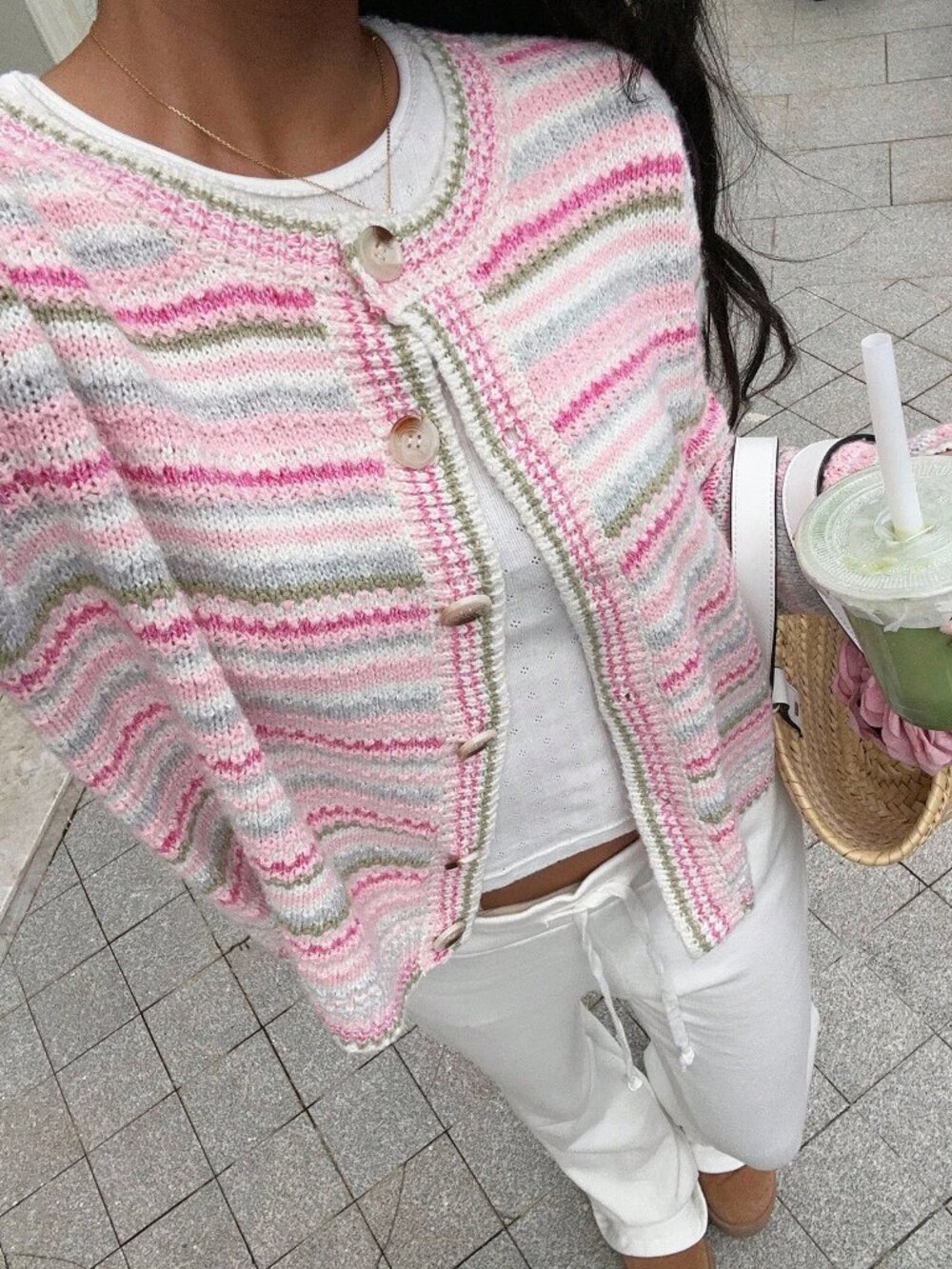 Multicolor Casual Women's Striped Drop Shoulder Long Sleeve Cardigan